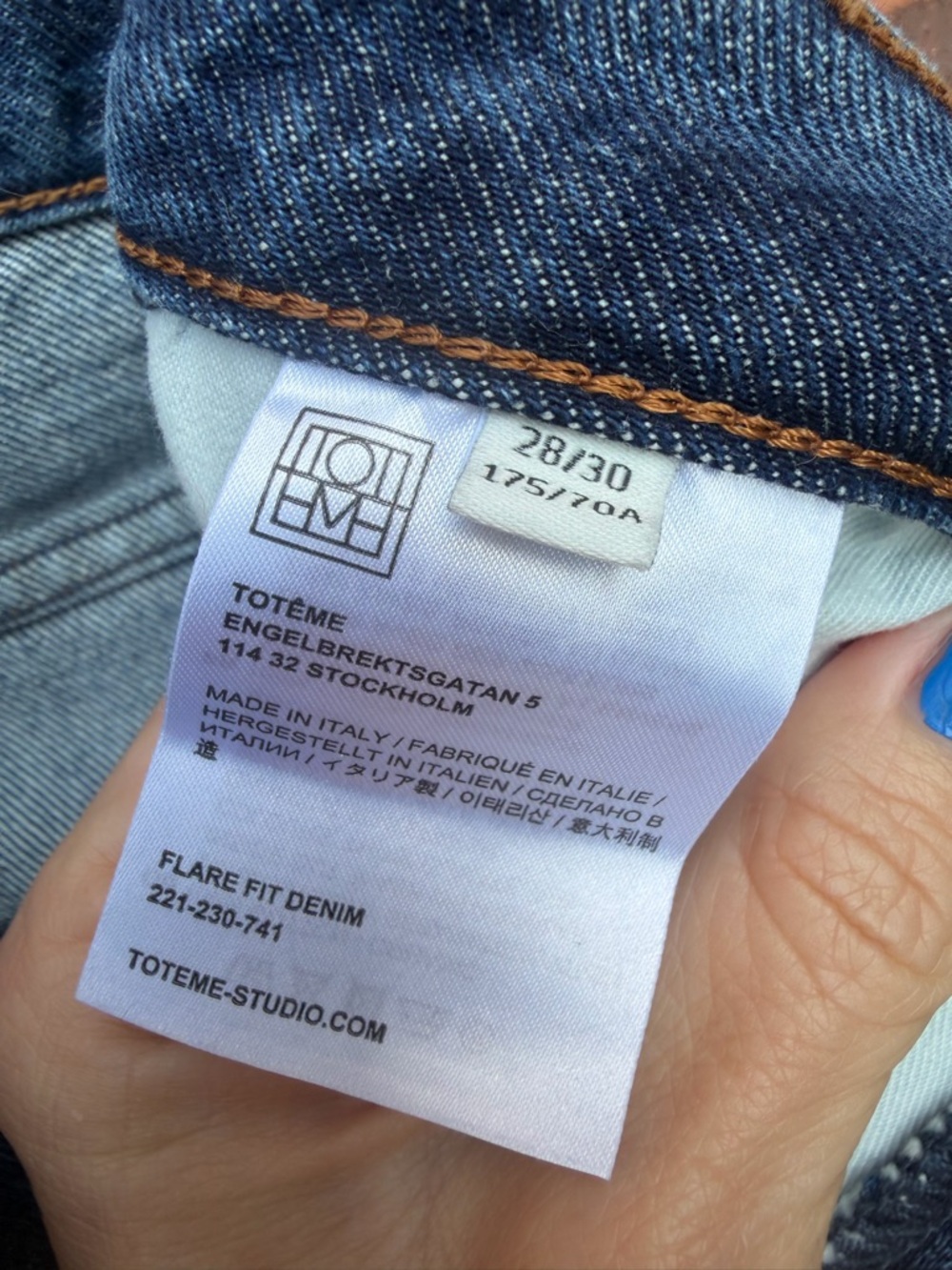 Toteme Blue Jeans Flare Fit Denim Jeans Organic Cotton Size 28 baggy wide - Picture 7 of 8